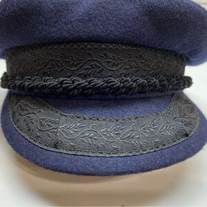 Greek Fisherman’s Wool Cap Hat Navy Blue & Black Size 57